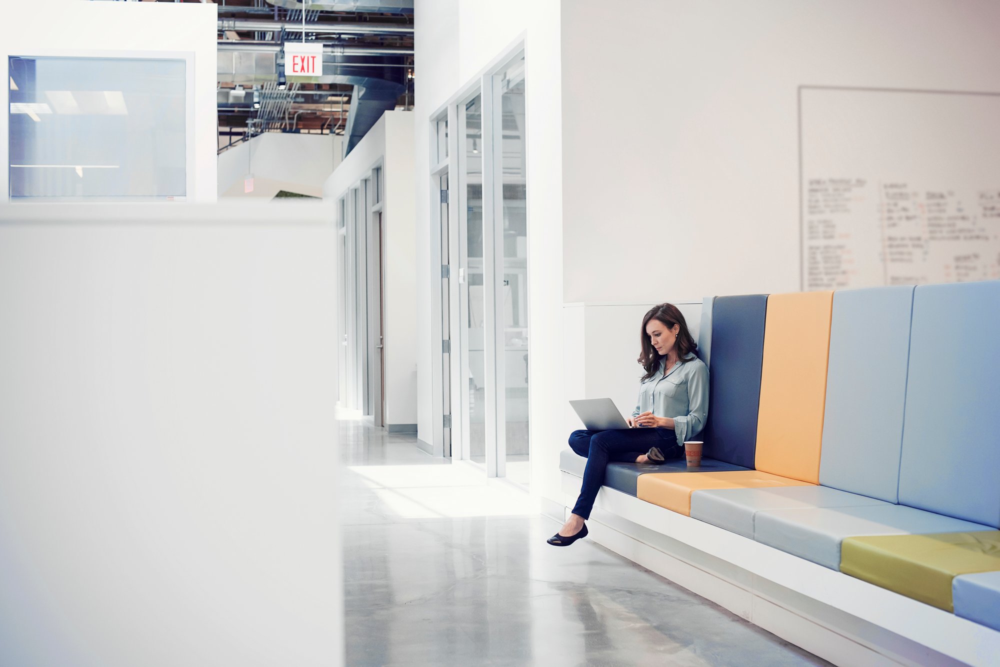 woman working between meetings